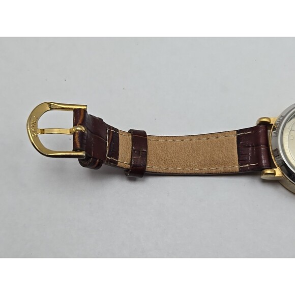 Kessaris Automatic Gold Tone Roman Dial Date Leather 30 MM Exhibition Back Watch - Picture 12 of 14